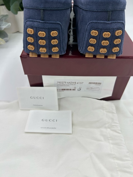 Men\'s Gucci, GG embossed suede Driver loafers size 11 fits 11.5 US made in Italy